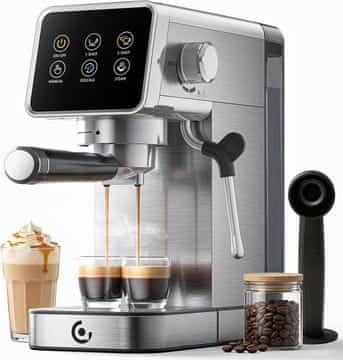 AMZCHEF AMZCHEF espresso aparat 20 bar, LED zaslon, inox, parnik