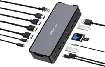 Verbatim Verbatim USB-C Pro Docking Station 15-v-1 - HDMI 8K, PD80W