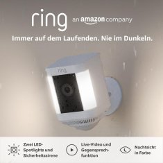 Ring Ring Spotlight Cam Plus Akku nadzorna kamera za zunanjo uporabo, WiFi, HD video, LED reflektor
