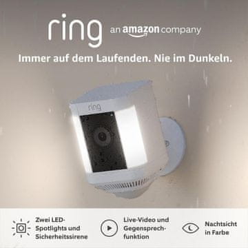 Ring Ring Spotlight Cam Plus Akku nadzorna kamera za zunanjo uporabo, WiFi, HD video, LED reflektor