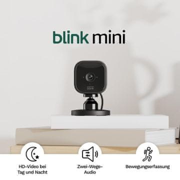 Blink Blink Mini notranja pametna nadzorna kamera, 1080p HD, nočni vid