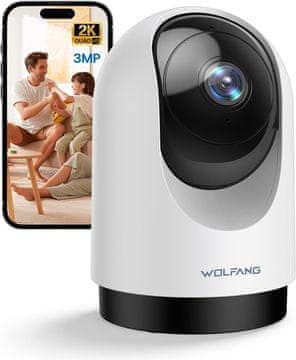 slomart WOLFANG notranja Wi-Fi nadzorna kamera, 2K, 360 PTZ, samodejno sledenje