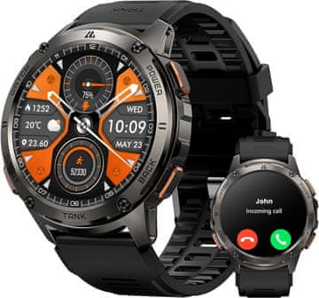 Kospet KOSPET Tank T3 pametna ura za moške s klicno funkcijo, 1.43" AMOLED, 5ATM