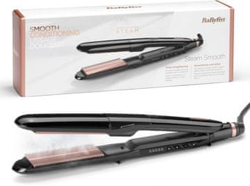 BaByliss BaByliss Steam Smooth parni ravnalnik za lase, črn