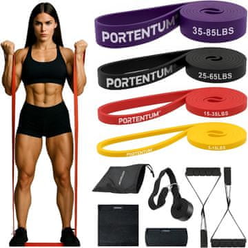 slomart PORTENTUM set trakov za fitnes 4x (z ročaji, vratnim sidrom)