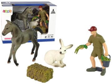 slomart LEAN TOYS Komplet figuric živali: konj, zajec, kmet
