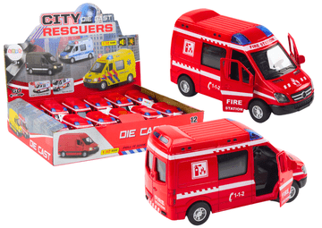 slomart LEAN TOYS Gasilsko vozilo 1:32, odpirajoča vrata, luči, zvoki