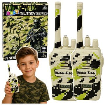 slomart LEAN TOYS Vojaške kratkofalovke, domet 200 m, USB poljenje, 2 kosa, khaki