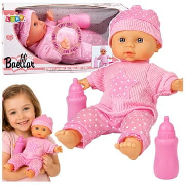 slomart LEAN TOYS Sladki Bobas punčka s stekleničko in zvoki, roza