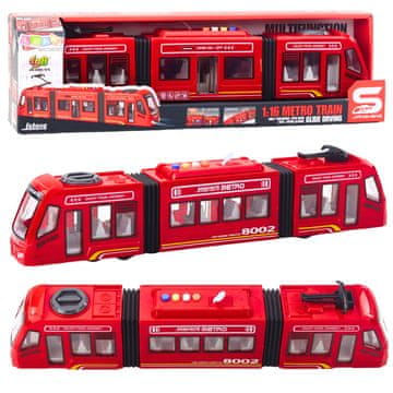 Metro LEAN TOYS Mesto metro vlak rdeči 1:16, luči, zvoki, odpirajoča se vrata