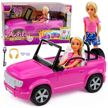 Anlily LEAN TOYS Lutka Anlily v Kabrioletu, Vijolična, z dodatki
