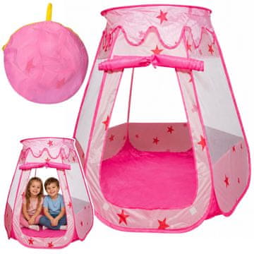 slomart LEAN TOYS Dječji šator kućica sa suhim bazenom - ružičasti sa zvjezdicama