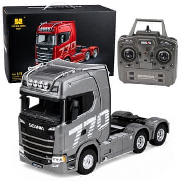 Huina Ciągnik Siodłowy Scania Zdalnie Sterowany RC 1501 Szary Srebrny 1:18