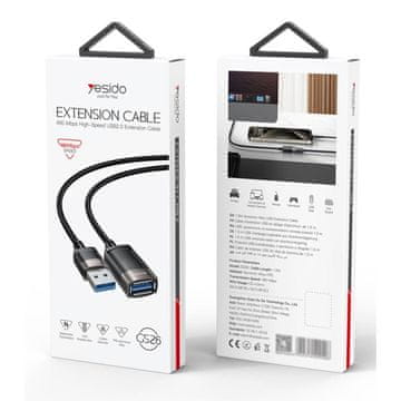 Alecto Yesido podaljševalni kabel USB-A moški-ženski, 1,5 m - črne barve