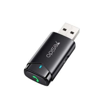 Alecto Yesido USB-A Bluetooth 5.0 do 3,5 mm AUX oddajnik - črne barve