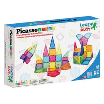 PicassoTiles prizma set magnetnih ploščic, 41 kosov