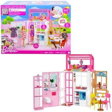 Mattel Barbie zložljiva hiša z dvema nadstropjema in kužkom