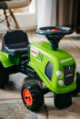 Alltoys Otroški poganjalec Claas, zeleni traktor z volanom in prikolico