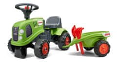 Alltoys Otroški poganjalec Claas, zeleni traktor z volanom in prikolico