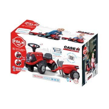 Alltoys Otroški poganjalec – traktor Case IH, rdeč, z volanom in prikolico