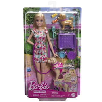Mattel Barbie lutka in kuža z invalidskim vozičkom – igralni komplet