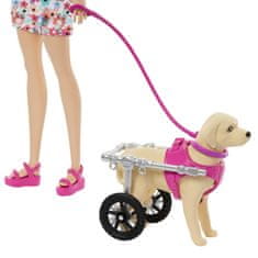 Mattel Barbie lutka in kuža z invalidskim vozičkom – igralni komplet