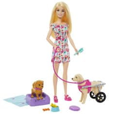 Mattel Barbie lutka in kuža z invalidskim vozičkom – igralni komplet
