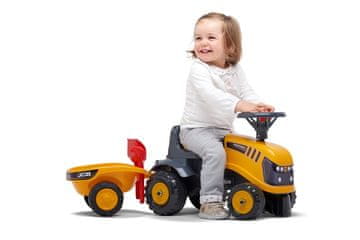 Alltoys Otroški poganjalec JCB traktor, rumen, z volanom in prikolico