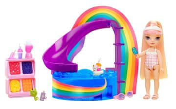 MGA Rainbow High igralni komplet z malo sestrico in bazenom