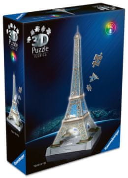 Ravensburger 3D sestavljanka Iconics: Eifflov stolp – nočna izdaja