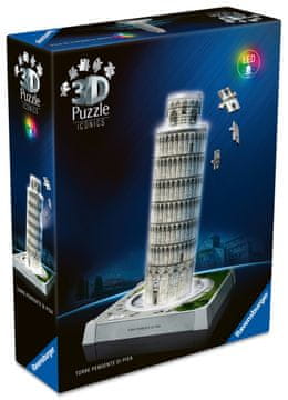 Ravensburger 3D sestavljanka Iconics: Poševni stolp v Pisi – nočna izdaja
