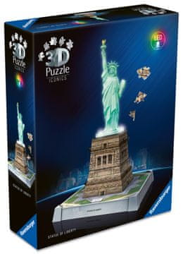 Ravensburger 3D sestavljanka Iconics: Kip svobode (nočna izdaja)