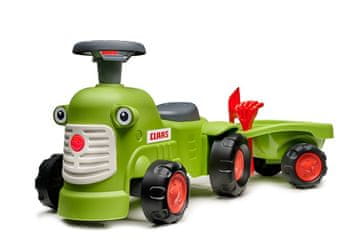 Alltoys Otroški poganjalec traktor Claas svetlo zelene barve s prikolico