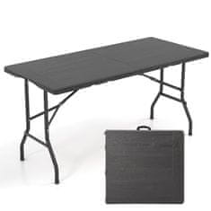 Costway Zložljiva piknik miza HDPE lesni vzorec 152x70 cm