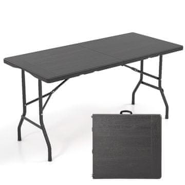 Costway Zložljiva piknik miza HDPE lesni vzorec 152x70 cm
