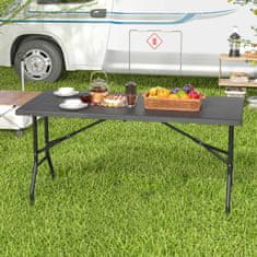 Costway Zložljiva piknik miza HDPE lesni vzorec 152x70 cm
