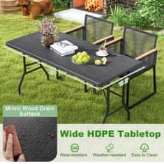 Costway Zložljiva piknik miza HDPE lesni vzorec 152x70 cm