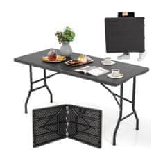 Costway Zložljiva piknik miza HDPE lesni vzorec 152x70 cm