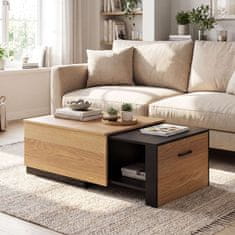 Costway Raztegljiva klubska mizica dvobarvna 2 predala za shranjevanje