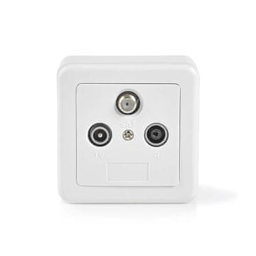 Nedis Antenska končna vtičnica | 1× F ženski / 1× IEC moški / 1× IEC ženski | 75 Ω | Povratni kanal | Srebrna/bela