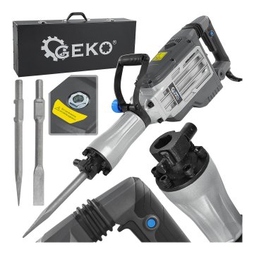 GEKO 1700W električno rušilno kladivo HEX 65J v kovčku s setom dlet