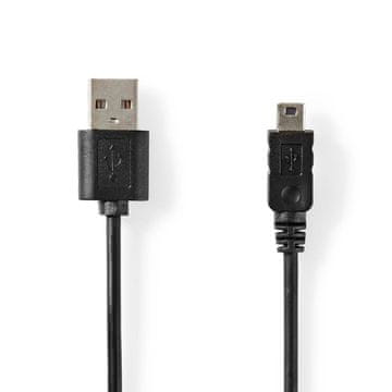 Nedis USB kabel | USB 2.0 | USB-A Hane | Mini 5-pin Hane | 480 Mbps | ponikljana | 2,00 m | Okrogla | PVC | Svart | Oznaka