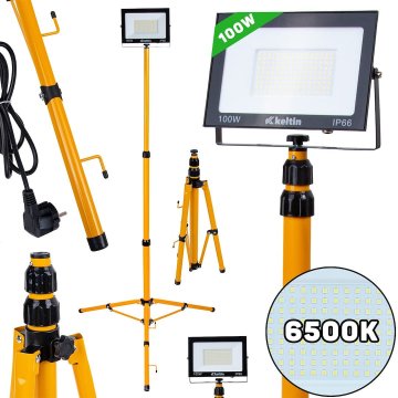 GEKO 100W SMD LED gradbeni reflektor na stativu 6500K