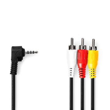 Nedis Avdio Video kabel | 3,5 mm moški | 3x RCA moški | Ponikljano | 1,00 m | Okrogla | PVC | Črna