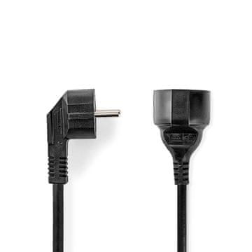 Nedis Napajalni kabel | Napajalni priključek Moški | Napajalni priključek Ženski | Pod kotom | Naravnost | Ponikljano | 3,00 m | Okrogla | PVC | Črna | ovojnica