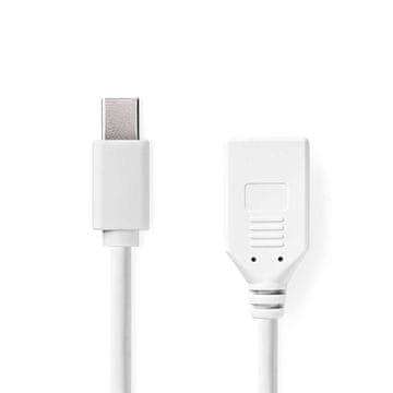 Nedis Mini DisplayPort kabel | DisplayPort 1.2 | Mini DisplayPort Hane | DisplayPort Hona | 21,6 Gbps | ponikljana | 0,20 m | Okrogla | PVC | Vit | Låda