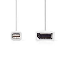 Nedis Mini DisplayPort kabel | DisplayPort 1.2 | Mini DisplayPort Hane | DisplayPort Hona | 21,6 Gbps | ponikljana | 0,20 m | Okrogla | PVC | Vit | Låda
