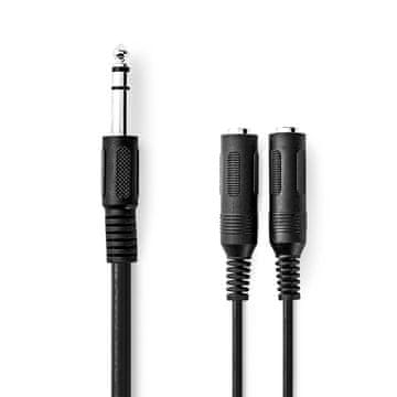 Nedis Stereoljud kabel | 6,35 mm Hane | 2x 6,35 mm Hona | ponikljana | 0,20 m | Okrogla | Låda