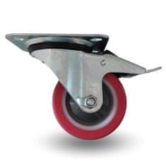 Vrtljivo kolo, zavora, 80 mm, 150 kg, BPPU 0801 RDEČE, poliuretan