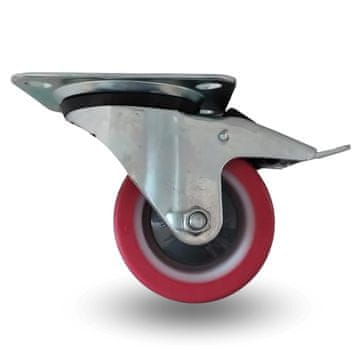 Vrtljivo kolo, zavora, 80 mm, 150 kg, BPPU 0801 RDEČE, poliuretan